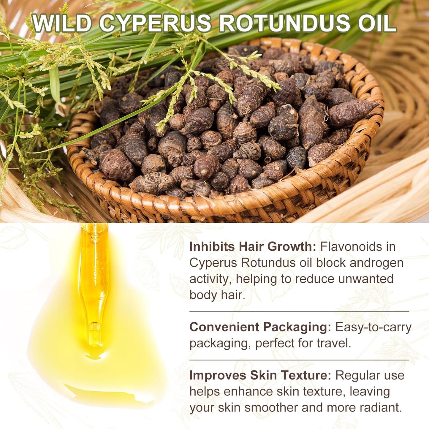 ✨Lustrely Beauty Cyperus Rotundus Oil:🎁 The Ultimate Natural Solution for Smooth, Healthy Skin