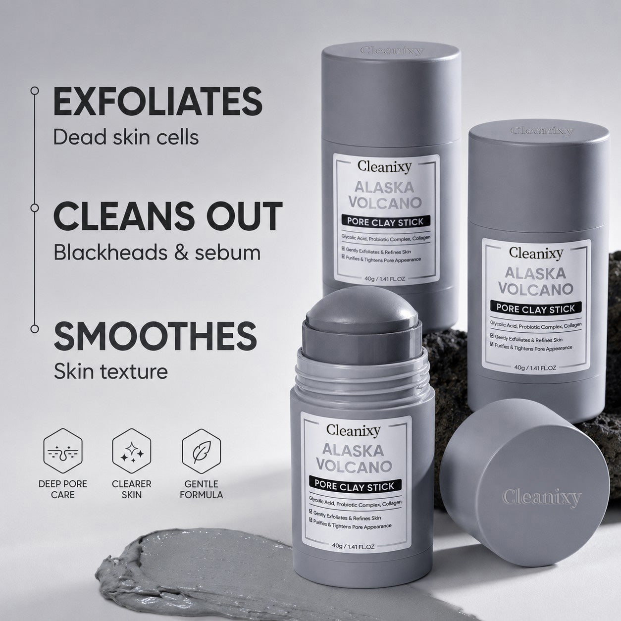 🌋 Cleanixy Clay Mask Stick Deep Pore Cleanse for Smoother Skin ✨