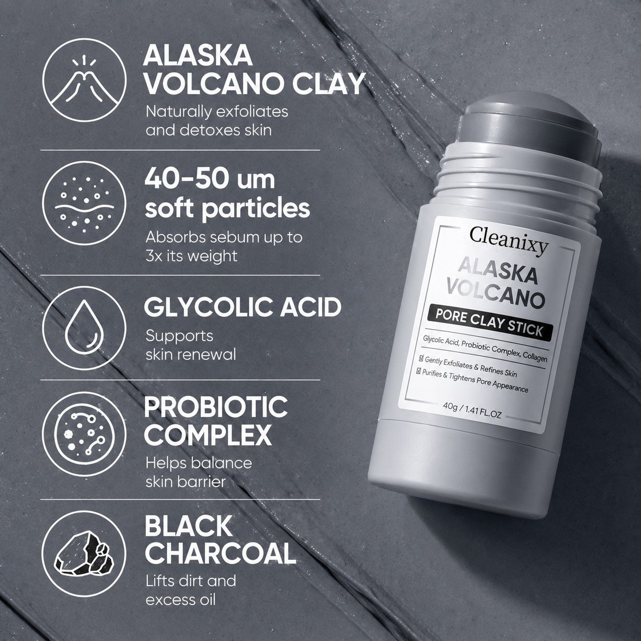 🌋 Cleanixy Clay Mask Stick Deep Pore Cleanse for Smoother Skin ✨