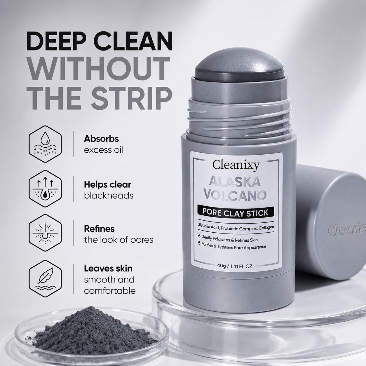 🌋 Cleanixy Clay Mask Stick Deep Pore Cleanse for Smoother Skin ✨