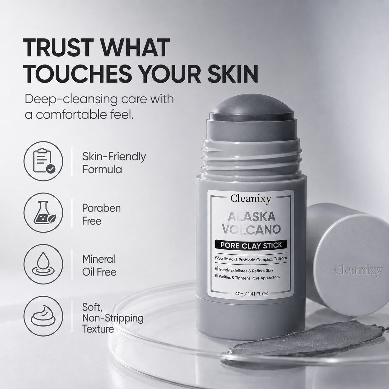🌋 Cleanixy Clay Mask Stick Deep Pore Cleanse for Smoother Skin ✨