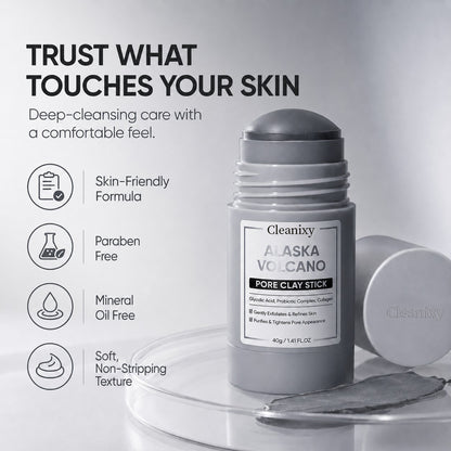 🌋 Cleanixy Clay Mask Stick Deep Pore Cleanse for Smoother Skin ✨